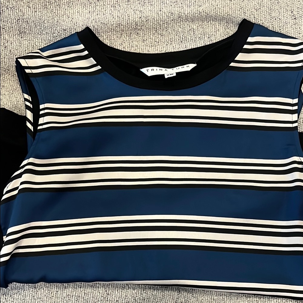 Trina Turk Blue Boxy Crop T-Shirt
